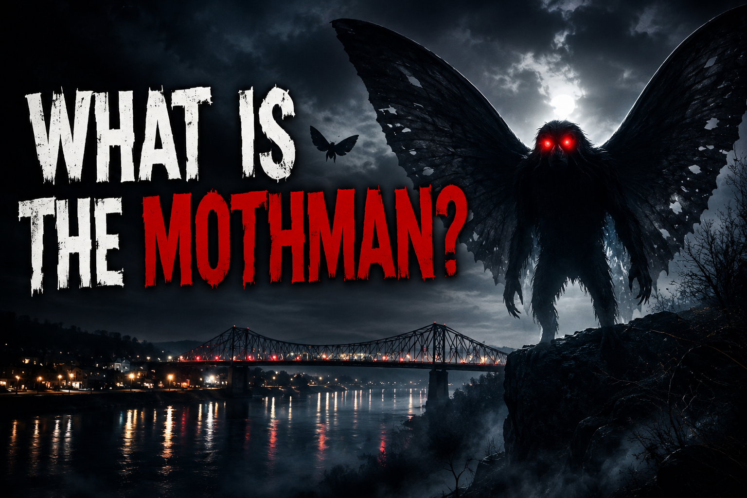 Mothman in Point Pleasant West Virginia with glowing red eyes