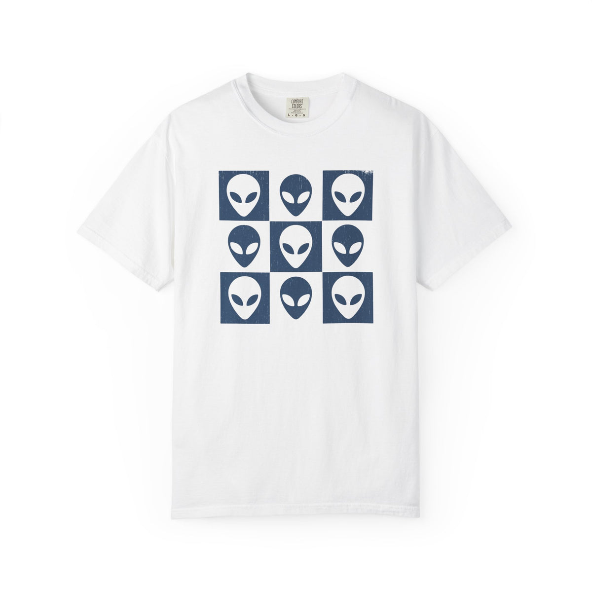 Retro Alien Face Grid T-Shirt