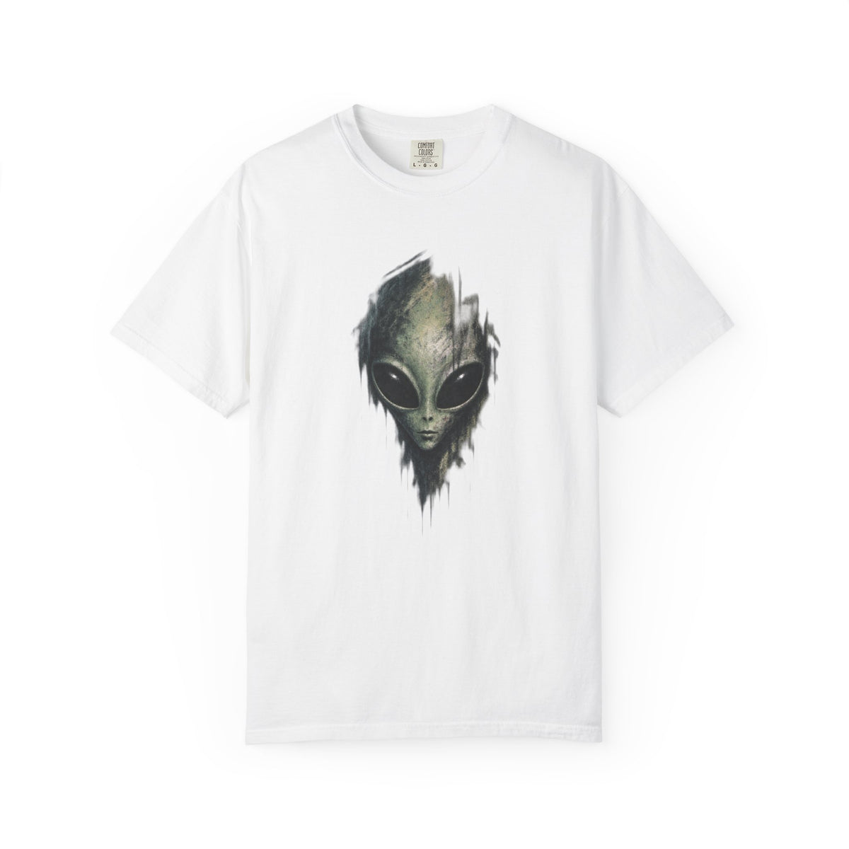Creepy Alien Face Shirt – Dark Grey Alien Graphic Tee