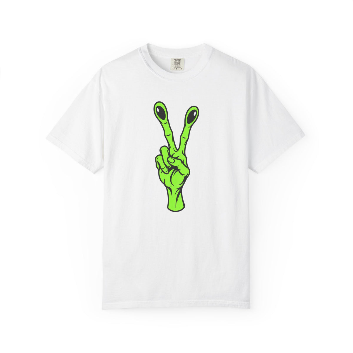 Alien Peace Sign Shirt – Funny Green Alien Hand Graphic Tee