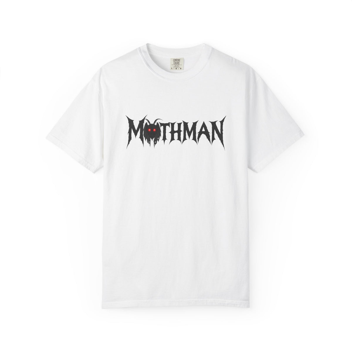 Minimal Mothman Logo Shirt – Horror Text Cryptid Tee