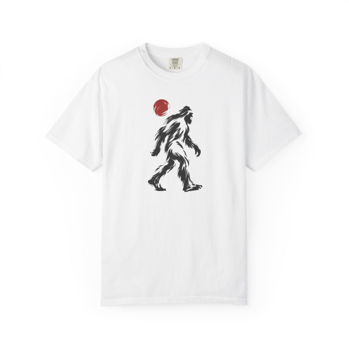 Minimalist Bigfoot Shirt – Red Sun Sasquatch Graphic Tee