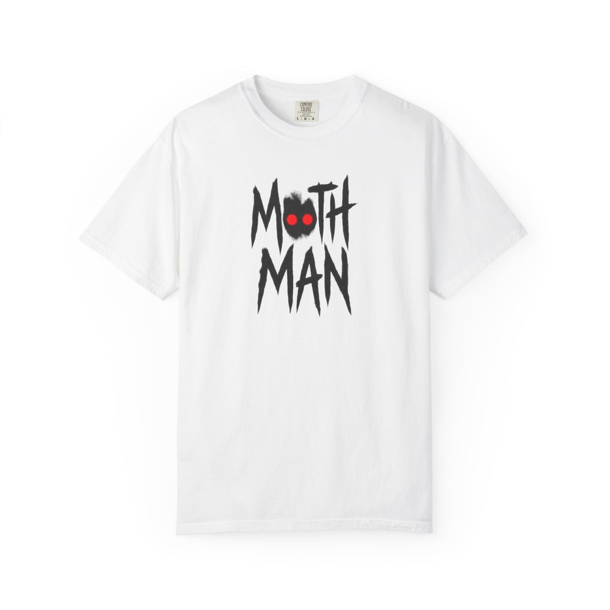 The Moth Man Shirt | Minimal Red Eyes Text Tee