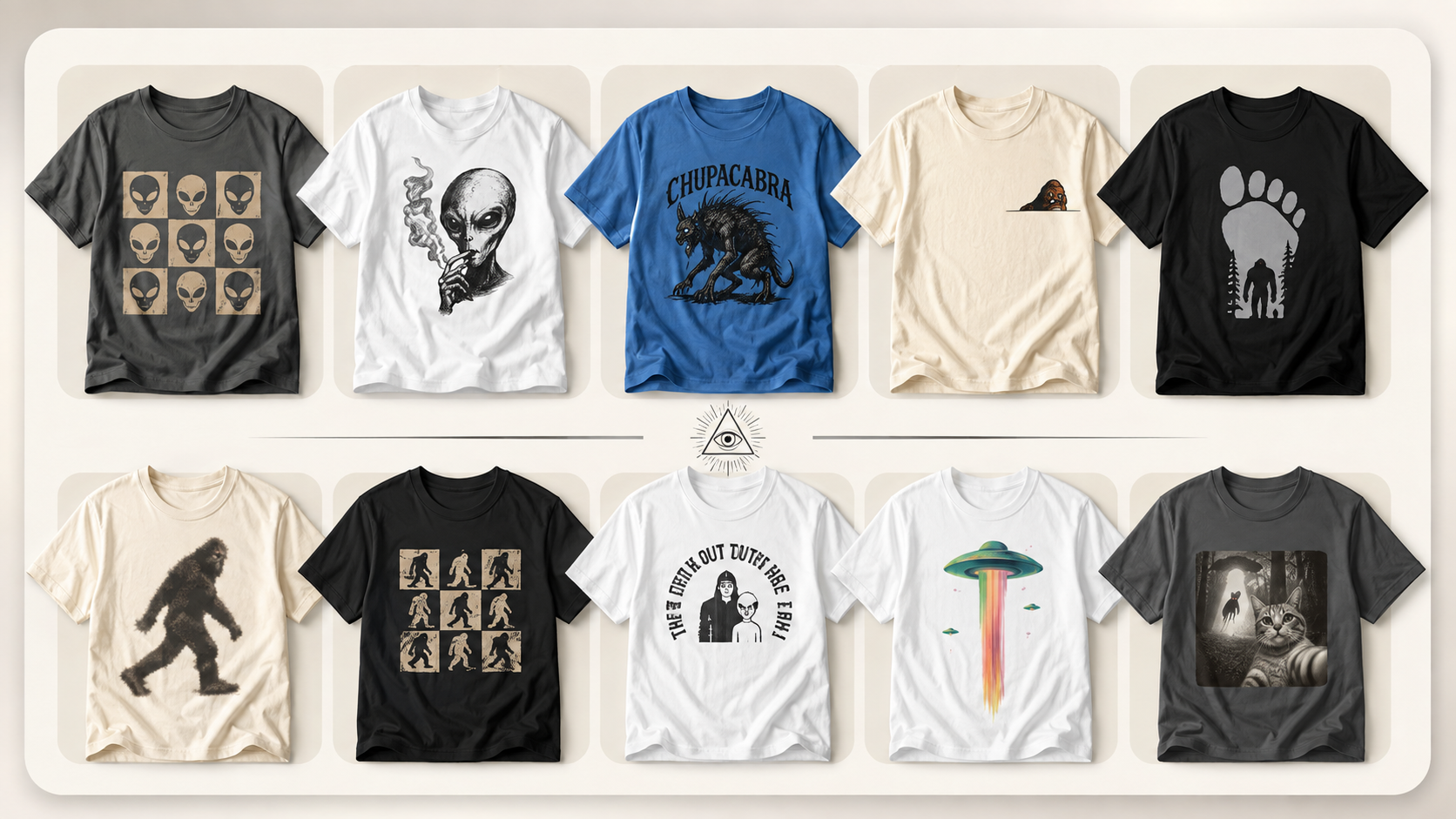 UFO and alien paranormal shirt collection artwork