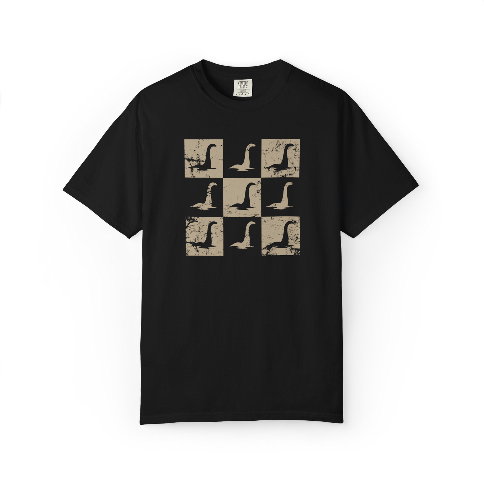 	Vintage Loch Ness Monster photo grid T-shirt with Nessie sighting images