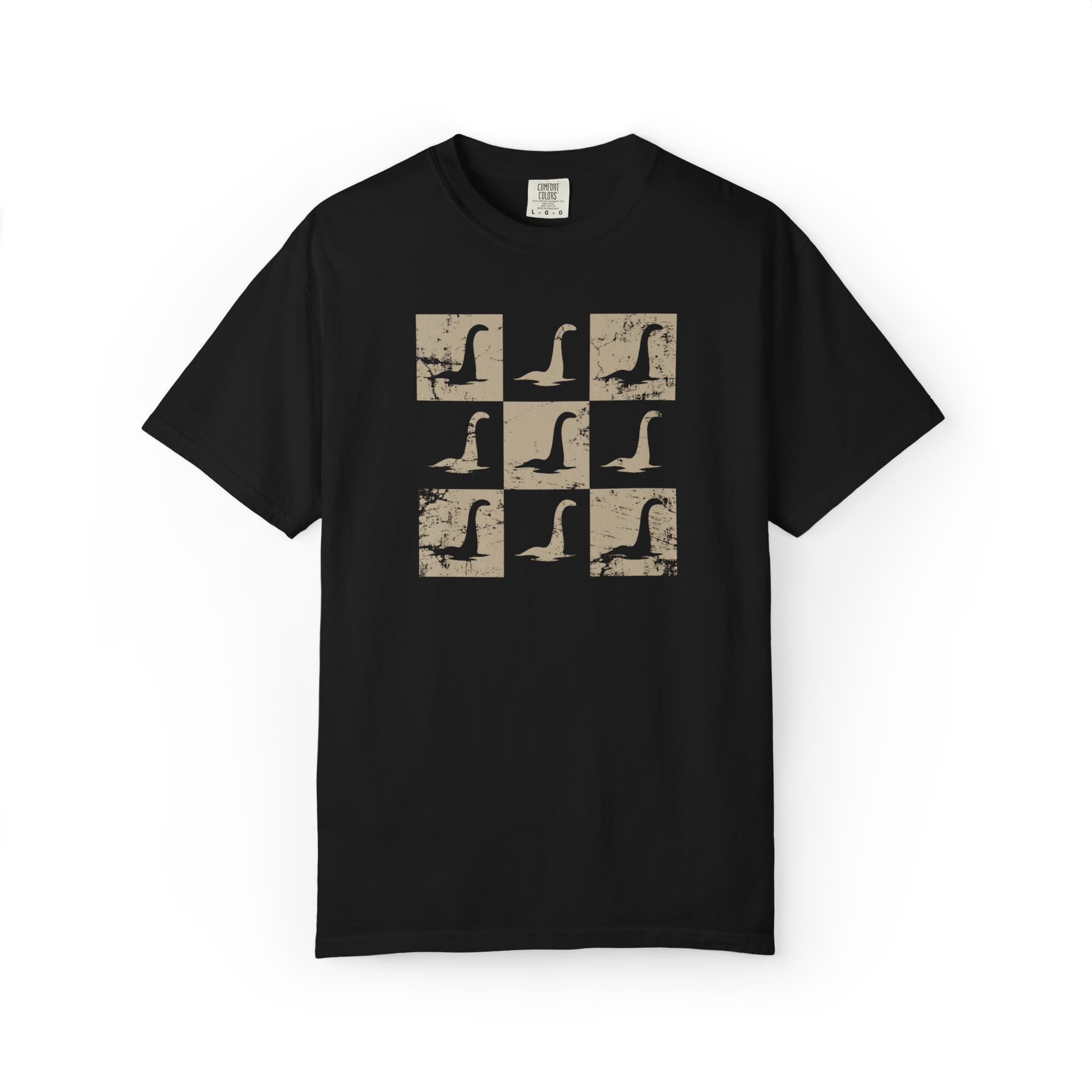 	Vintage Loch Ness Monster photo grid T-shirt with Nessie sighting images
