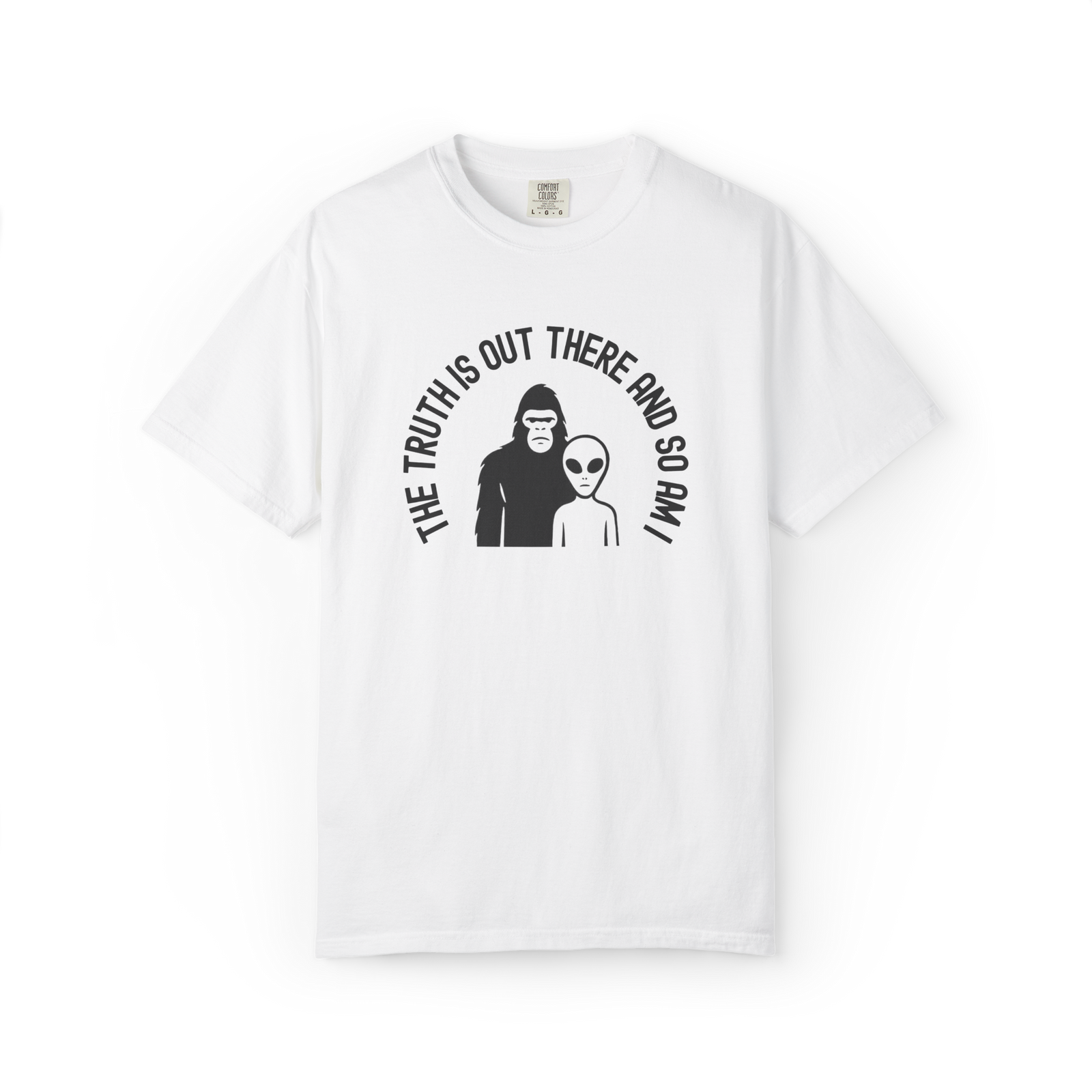 The Truth Is Out There Bigfoot and alien paranormal graphic T-shirt
