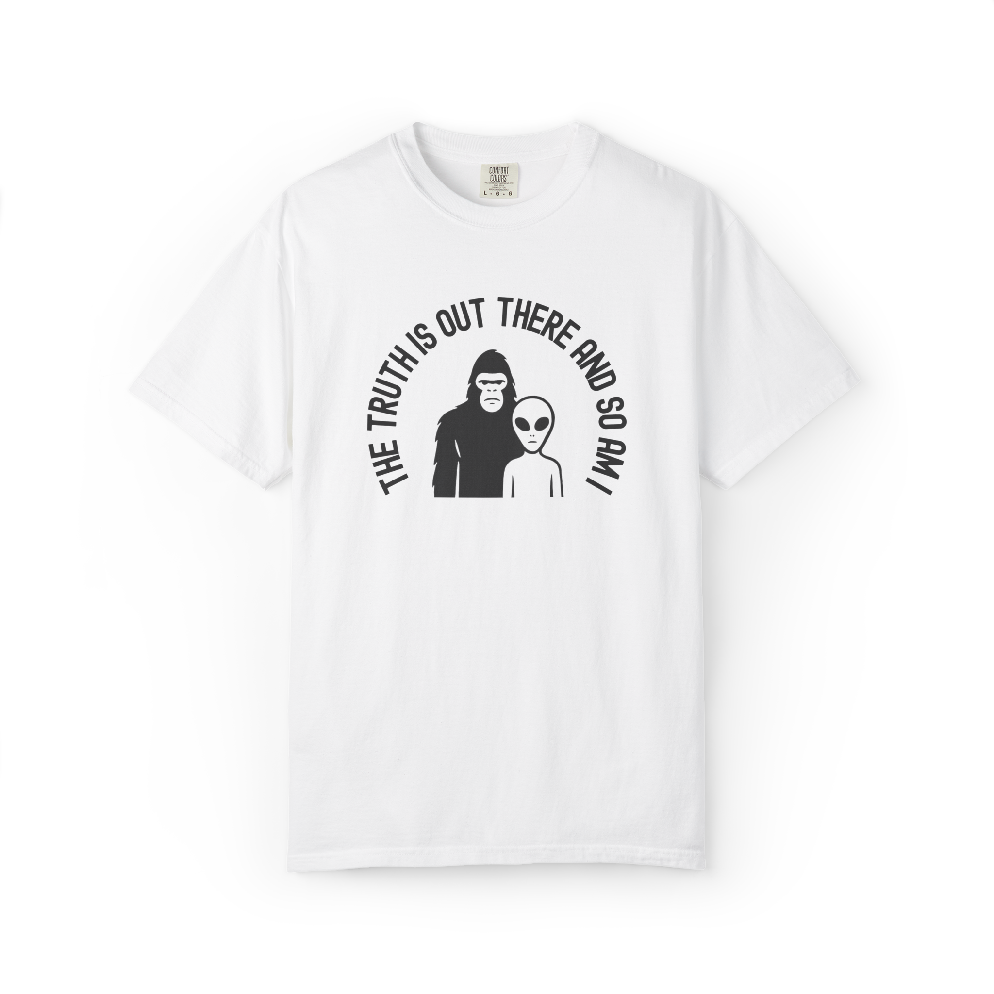 The Truth Is Out There Bigfoot and alien paranormal graphic T-shirt